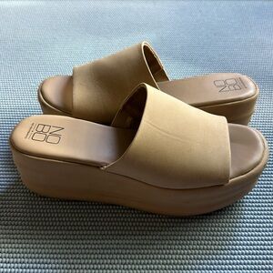 Tan platform sandals